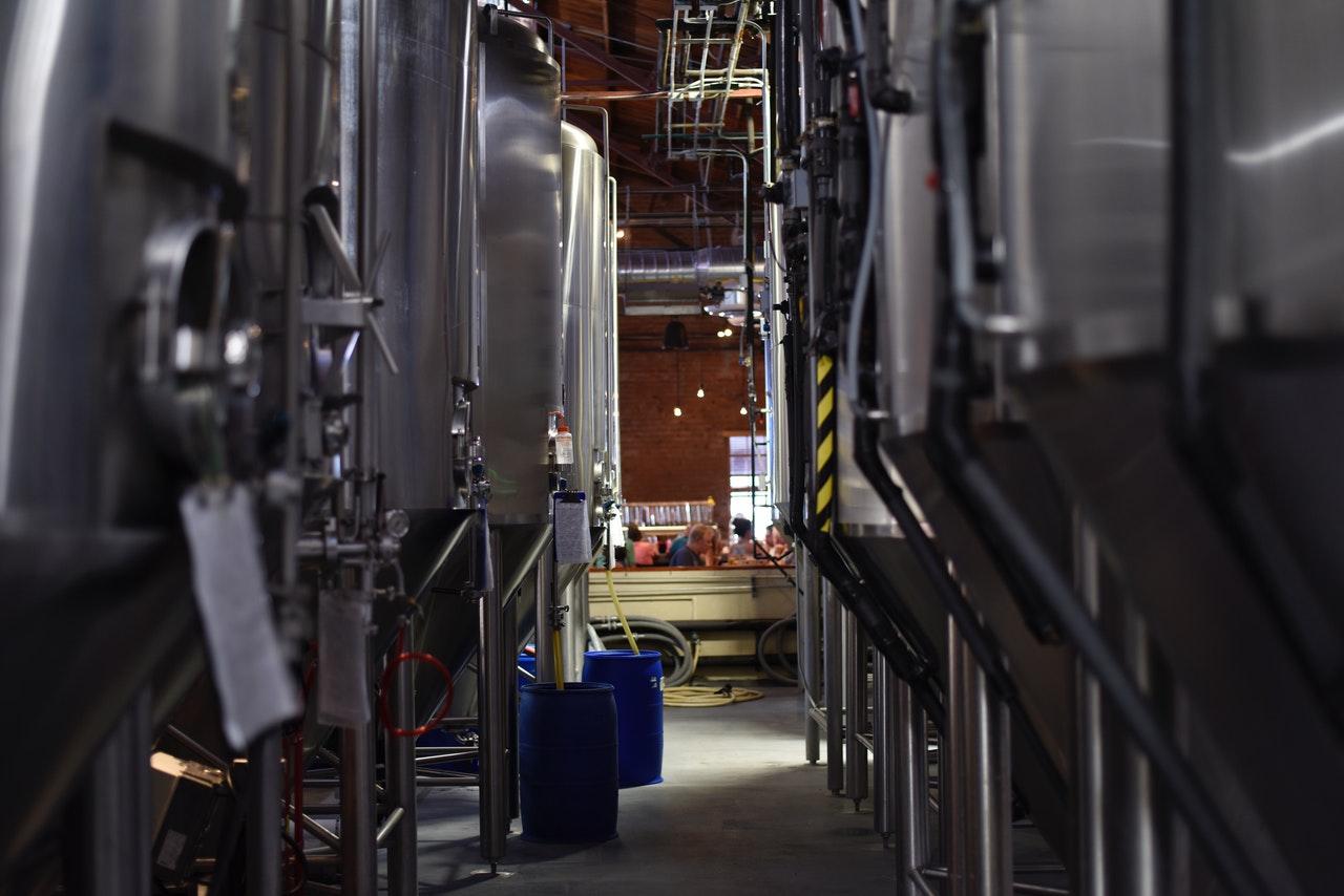 Inside a brewery