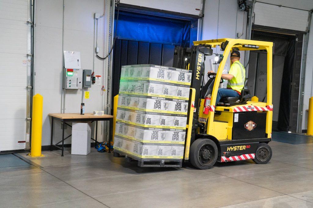 forklift truck transporting products