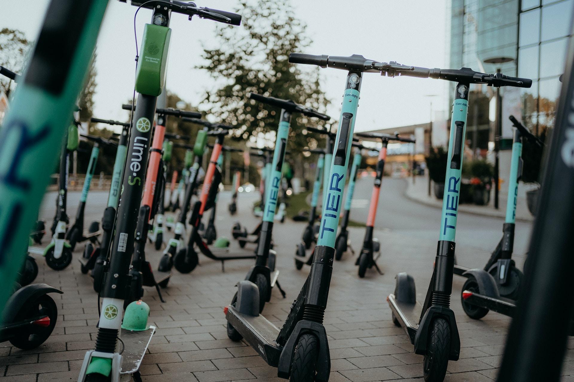group of electric scooters